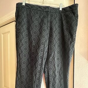 Navy Blue Eyelet Pattern Pants